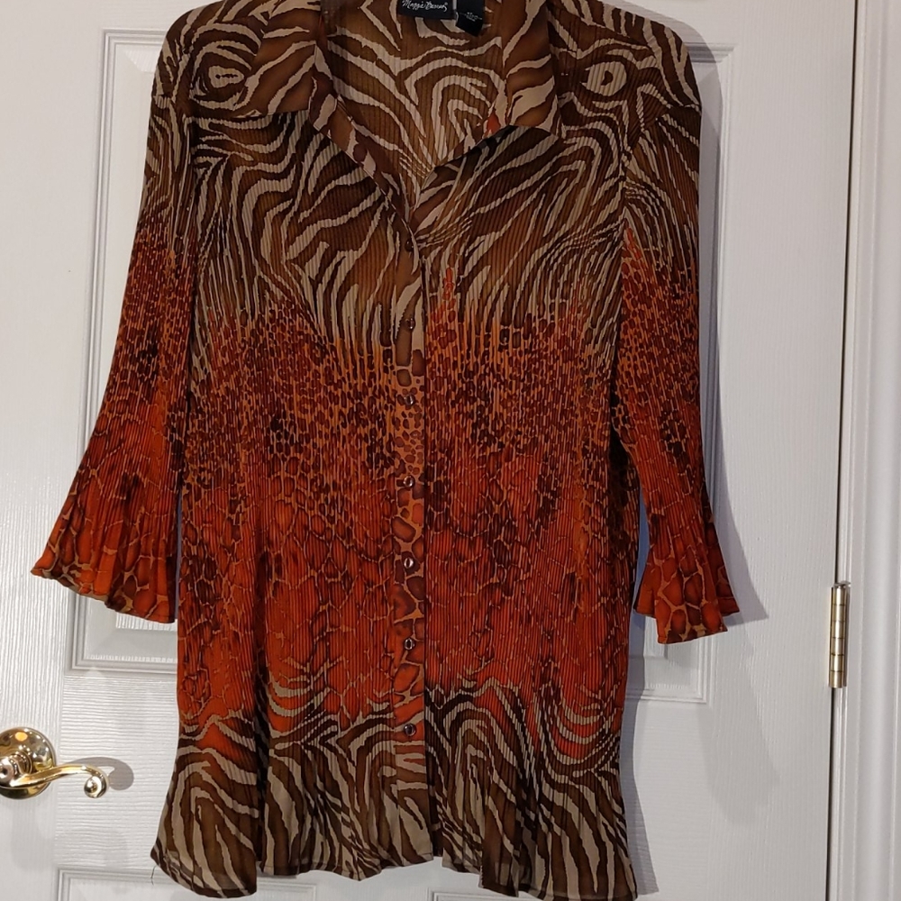 Maggie Barnes 3XL 26/28 blouse burnt orange/brown